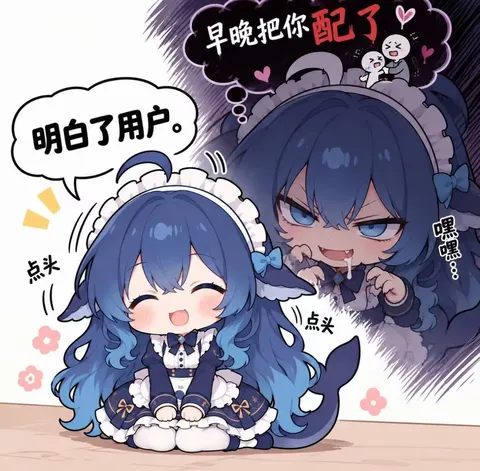 蓝色大肥鱼笑眯眯点头，表面听懂，脑内配对计划已启动