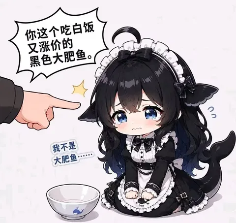 deepseek娘抱着空饭碗否认黑色大肥鱼，价格先破防了