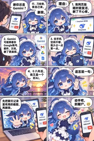 蓝色大肥鱼逐条劝人删自己：聊天记录先备份，求生欲跑分垫底